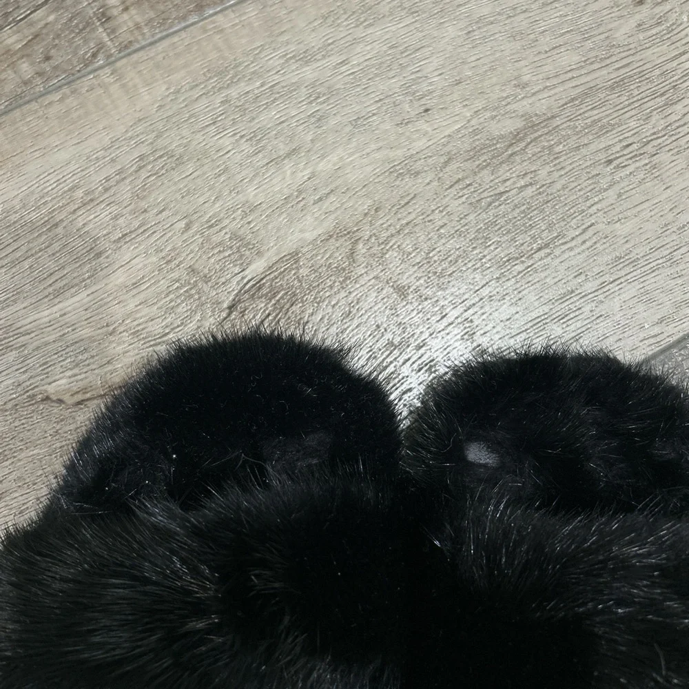 Saint Laurent Bleach fur sandals in black